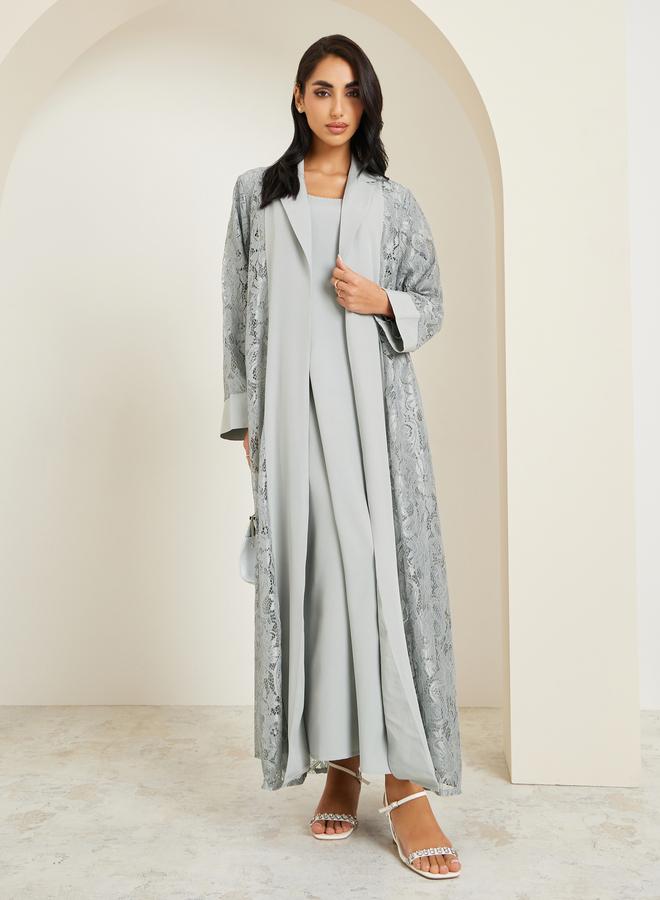 Amirah Women Lace Insert Abaya and Dress Modest Set - Image 1